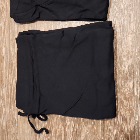 Black Satin-Trim Long-Sleeve Henley & Drawstring Joggers - Picture 3 of 5